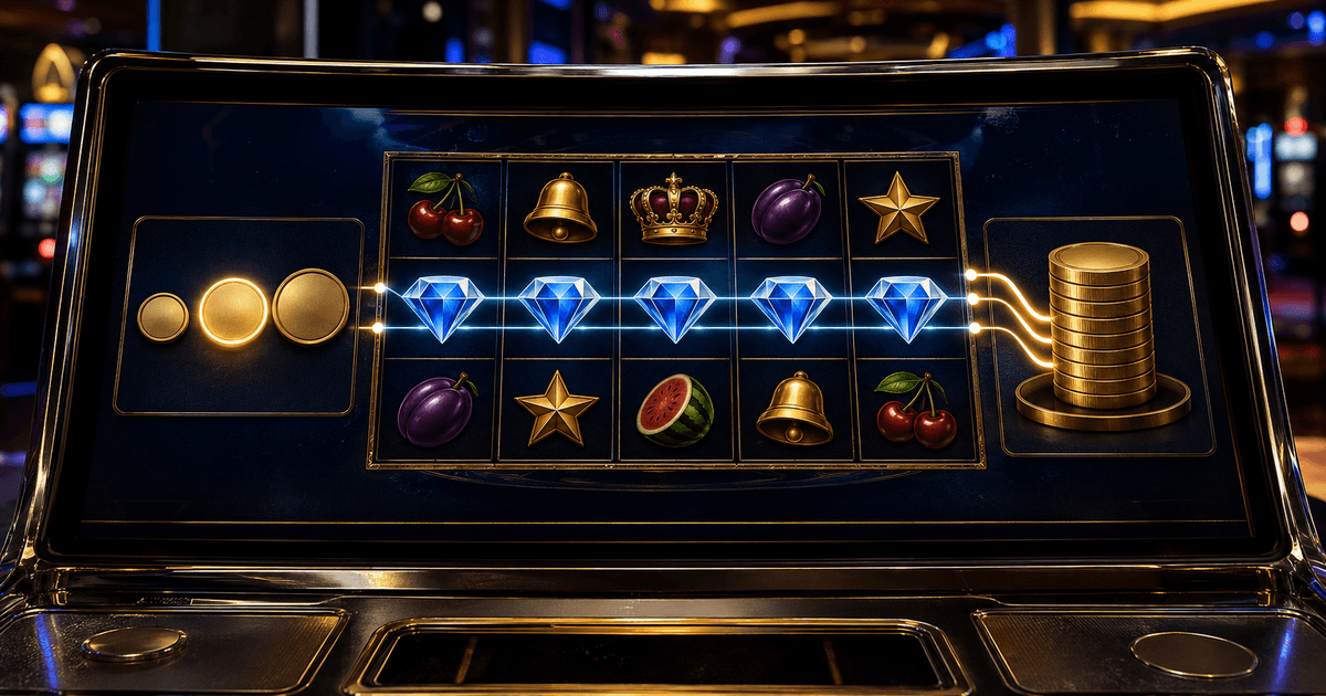 Online slot bet controls showing coin value, paylines and total bet